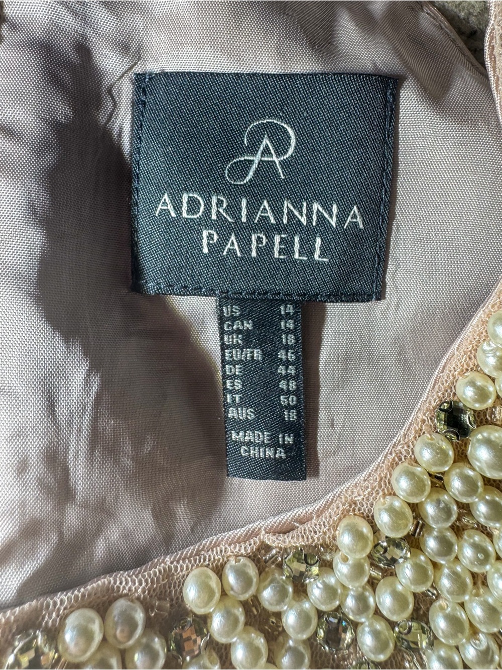 Adrianna Papell Blush Pink Pearl Neckline Formal Dress - Picture 3 of 3
